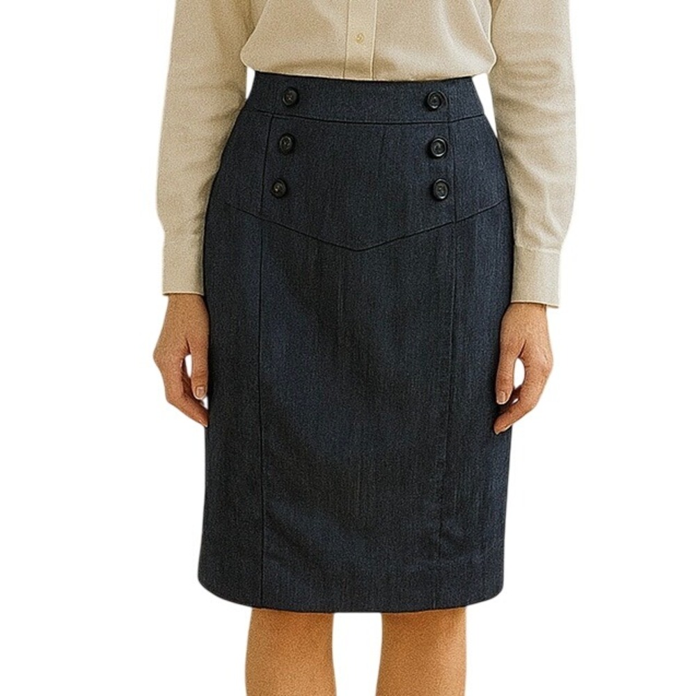 Vintage Y2K B-Wear Pencil Skirt High Waisted Buttons Gray Size 1